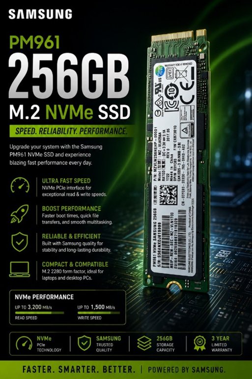 Refurbished Samsung PM961 256GB NVMe SSD 